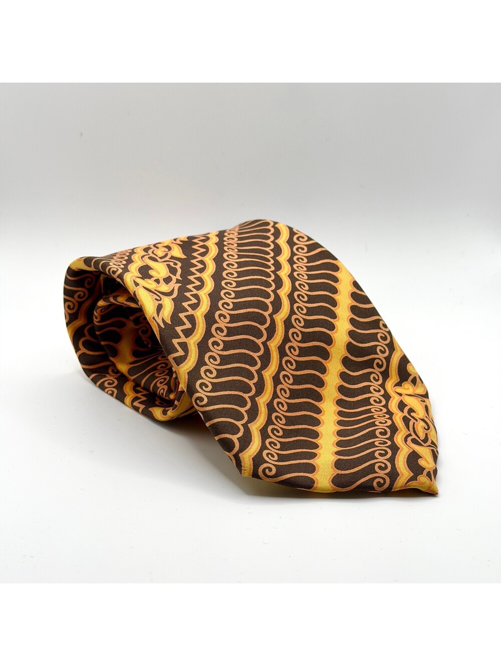 Vintage 70s Alberto Neon Orange Silk Psychedelic Swirl Tie